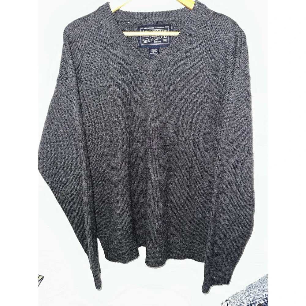 90s Abercrombie & Fitch Big Sweater Gray Wolfe Wool Pullover Grunge Grandpa Sz L